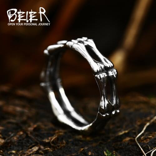 Beier One Piece Sale Unique Thin Skull For Boy And Girl Stainless Steel Ladys Finger Ring BR8-373