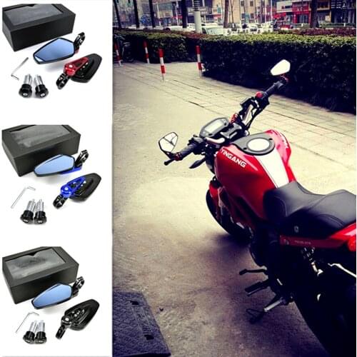 1 Set 7/8" 22mm Universal Motorcycle Motorbike Aluminum Rear View Handle Bar End Side Rearview Mirrors Street Sport Bike