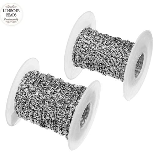 10Yards/Roll 2mm 3mm Width Rhodium Tone Stainless Steel Twisted Chain Jewelry Bulk Chains for Necklaces Bracelets Jewelry Making