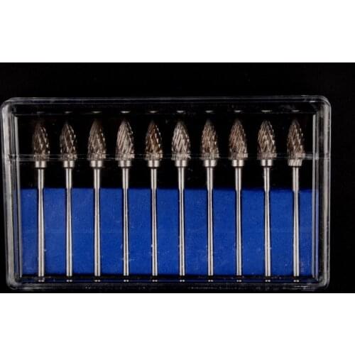 10 PCS Dental Lab Polishing Drills Assorted Tungsten Steel Carbide Burs G06 2.35MM