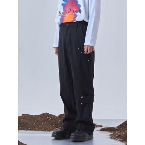 2021 Men Women Hair Stylist Original design Street Straight leg loose buckle strapping Pants plus size costumes 27-46