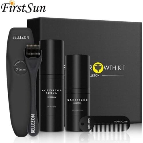 4Pcs/set Beard Growth Kit Hair Growth Enhancer Thicker Oil Nourishing Essence Leave-in Conditioner Beard Health Care with Comb