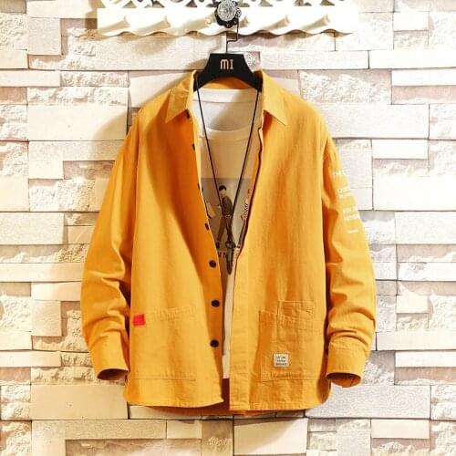 #6934 Mens Shirts With Long Sleeve 2020 Front Pockets Loose Japanese Style Casual Shirts For Men High Quality Cotton Fashions