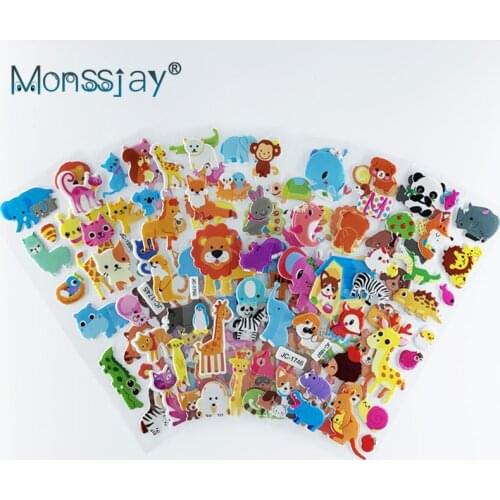 8 sheets/set Waterproof Cartoon Zoo Animals Stickers Kids Notebook Decoration Scrapbook Sticker Toy For Children Boys Girls