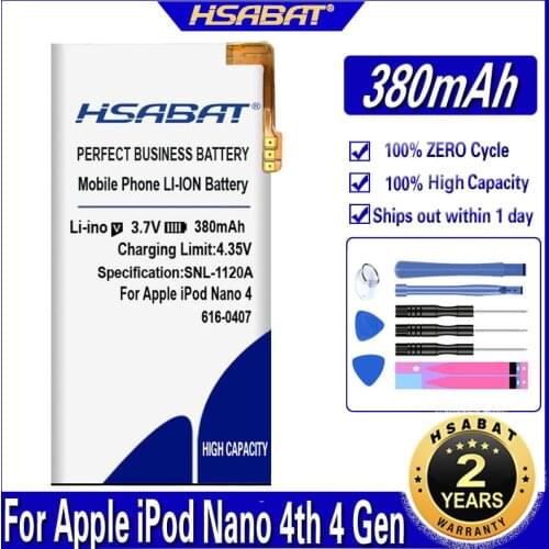 HSABAT 616-0407 380mAh Battery for iPod Nano 4th 4 Gen Batteries