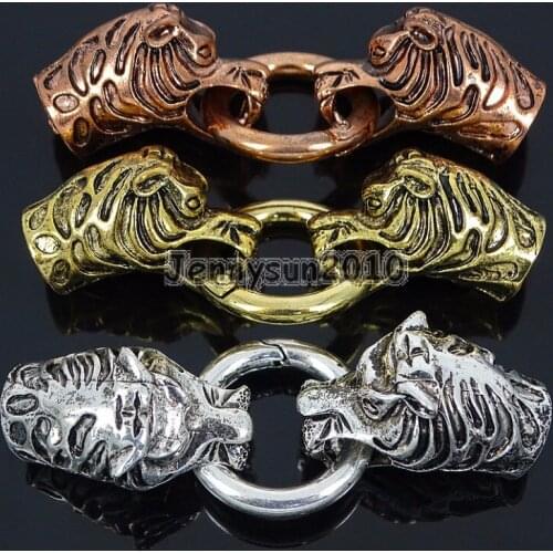 Bracelet Necklace Cord End Clasp Solid Metal Tiger Head Gold Silver Rose Gold 50Pcs/Pack