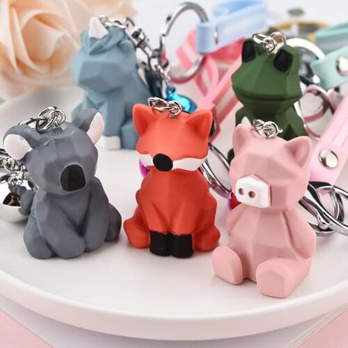 Cartoon Keychain - resin silicone Cartoon Figure Trolls Key Chain Car Mini Anime Key Ring Minnie Key Holder Fashion K2302