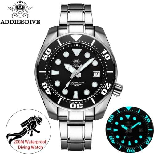 Addies Diving Watch 200m Waterproof Automatic Steel Stainless Ceramic bezel NH35 Mens Wristwatch Mechanical Watches Fashion H10