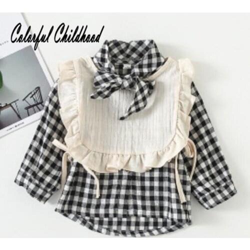 Kid 's Blouser Cute Red Long Sleeve Plaid Shirt+Lotus Leaf Collar Infant Shirt Toddler Kid Jacket Two Piece Set 0-3t Properly