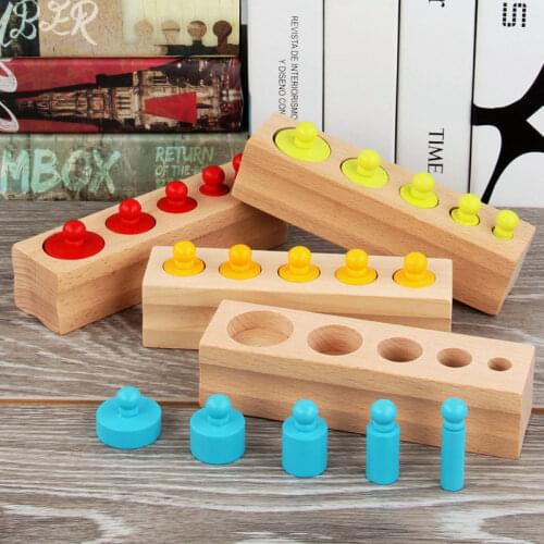 Free Shipping Montessori Socket Cylinde set Baby Wooden Matching Block Children Homeschool Supplies Educational Toddler Toy Gift