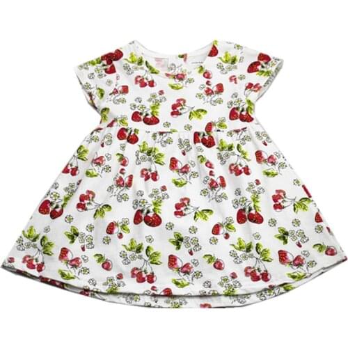Little Maven Brand New Girls Summer Short O-neck Lovely Strawberry Quality Cotton Fashion Casual Knitted Dresses