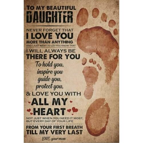 To My Beautiful Daughter Mom - Mother And Daughter Quote Art print Silk poster Home Wall Decor