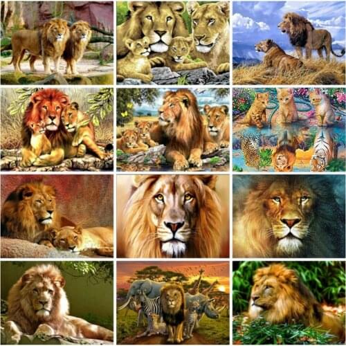 EverShine Diamond Painting Full Drill Square Lion Diamond Embroidery Animals Cross Stitch Kits Handicraft Art Home Decoration