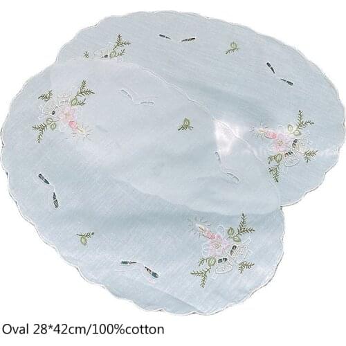 Europe oval lace cotton Christmas Candle embroidery placemat cup coaster mug kitchen table place mat cloth doily pad Accessory