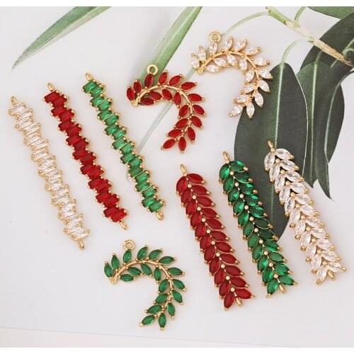 HAOSAW 4Pcs Jewelry Accessories/DIY Making/Leaf Shape/Crystal Pendants/Hand Made/CZ Charms/Jewelry Findings & Components