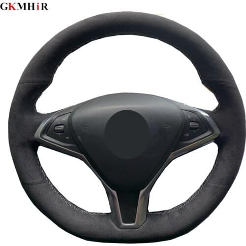 Car Steering Wheel Cover Black Genuine Leather Suede For Tesla Model S Model X Braid On The Steering Wheel Car Accessories