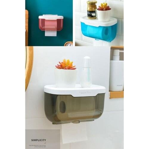 Punch-free Tissue Box Toilet Paper Holder Waterproof Phone Glasses Storage Rack Display Bracket Shelf for Bathroom Supplies