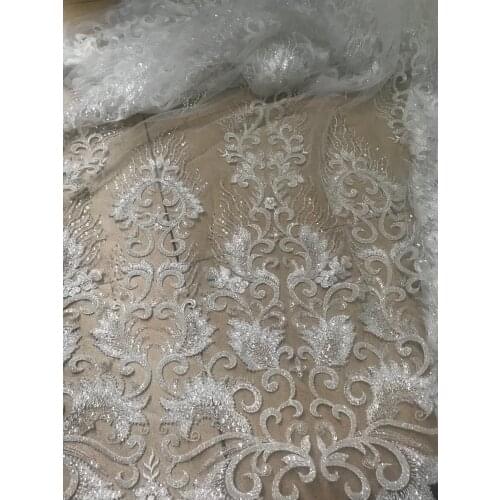 Latest African Lace SYJ-298687 High Quality Nigerian Lace Fabric Embroidery Tulle Beads French Lace Fabric for Party