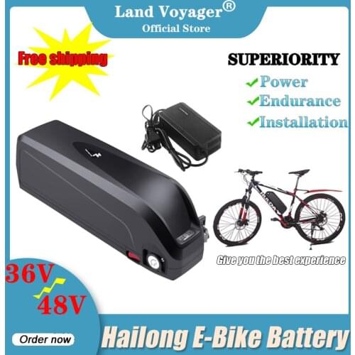 Land Voyager 36V 48V 10Ah 12Ah 15Ah 20Ah Electric Bike Battery Hailong Powerful Bicycle Lithium Battery USB Port with 2A charger