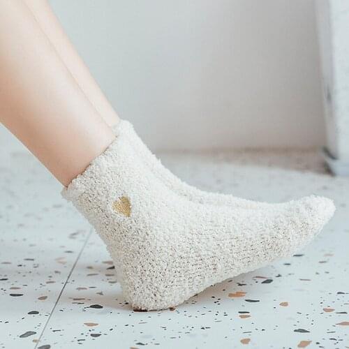 Cute Candy Color Solid Soft Women Fluffy Socks Floor Girls Terry Towel Fuzzy Socks Warm Home Indoor Winter Coral Velvet