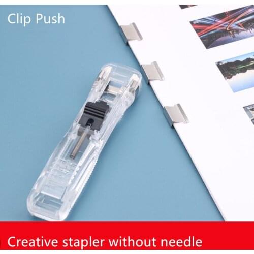 Mini StapleFree Stapler Home Paper Binding Binder Paperclip Stationery Office School Supplies Stapler without needles Clip Push