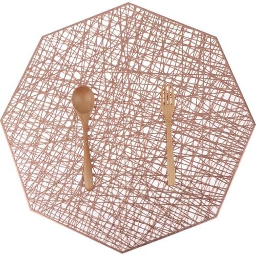 Nordic PVC Geometric Gold Silver Hollow Placemat Cup Mat Home Decoration Table Mats Kitchen Tool For Dining Table Bowl Plate
