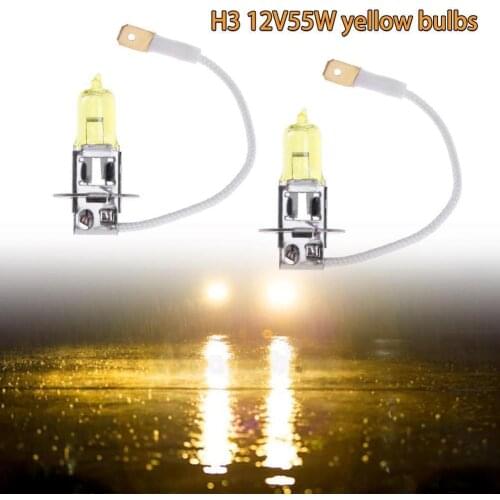 NEW 2Pcs H3 12V 55W 3000K Super Bright Yellow Car Headlight Auto Automobiles Light Source Fog Light Bulb Head Lamp Bulbs Bu O9X4