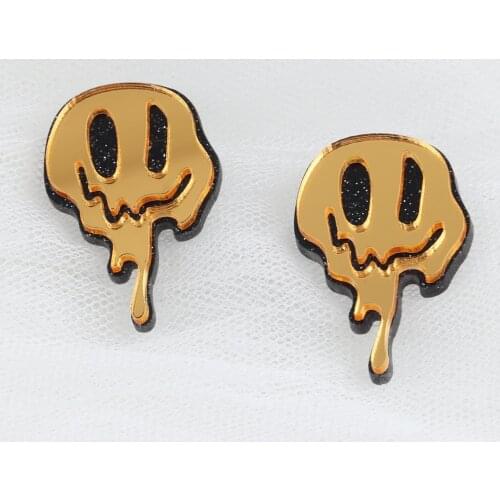 New Funny Cute Mirror Acrylic Ghost Smiley Face Stud Earrings For women Girls Lovely Earrings Brincos Halloween Party Jewelry