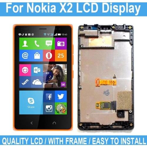 New Original For Nokia X2 LCD Display Touch Screen With Frame For Nokia X2 Digitizer Display Assembly Repair Parts With Tool
