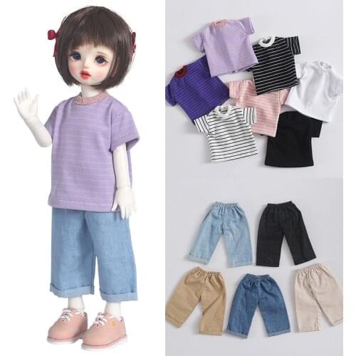 1/6 BJD Doll Clothes T-shirt Denim Pants for Doll 1/6,Blyth, Yosd, 30cm BJD Doll Accessories