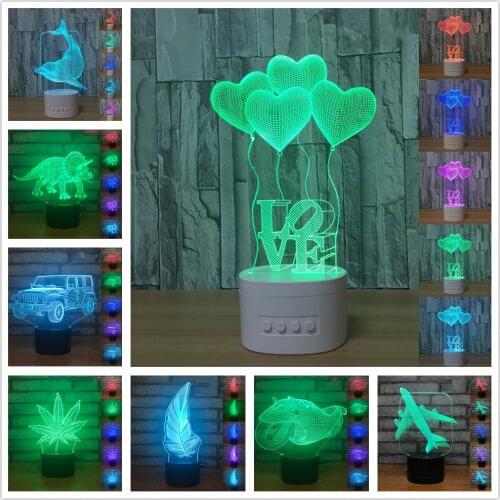 Rechargeable LED Night Light Bluetooth-Compatible USB Table Lamp Kids Xmas Birthday Gift Home Decor Heart Car Animal Lamps