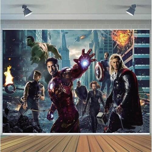 Customize Film Hero Super City War Photography Background Backdrop Children Birthday Party Decoration Tapestry Photo Live Studio