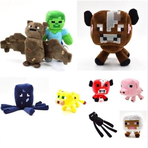 Plush creeper Toys Doll minecrafte steve Zombie Bat Squid Mooshroom Enderman Ocelot Pig Baby Sheep spider Kid Birthday Gift Toy