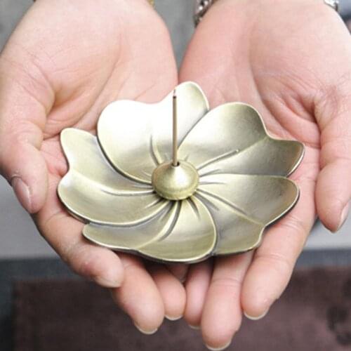 Alloy Incense Burner Stick Holder Waterdrop Gourd Buddhism Coil Lotus Shape Brass Incense Stick Coil Burners Holder Censer Plate