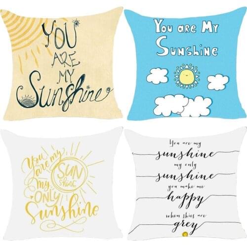 You Are My Sunshine Letter Printed Cushion Covers Cotton Linen Pillow Case 45X45Cm For Sofa Chair Pillowcase Home Decor