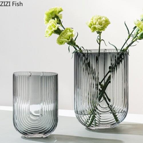European-style Transparent U-shaped Glass Vase Hydroponic Flower Arrangement Ornaments Flower Vase Dining Table Home Decoration