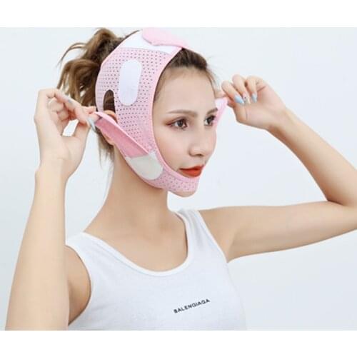 Pink Breathable V Face Cheek Lift Up Band Face Thin Mask Reduce Double Chin V-Line Shaping Bandage Anti Wrinkle Face Bandage