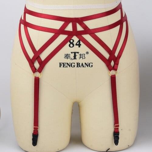 Sexy Wedding Garters Red Elastic Sock Garters Fetish Leg Stockings Harness Garter Belt Cage Suspender Belt Bondage Harness L0024