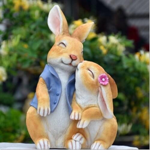 Nordic Ins Creative Resin Simulation Rabbit Ornaments Home Outdoor Courtyard Micro Landscape Crafts Gift Fairy Mini Garden Decor