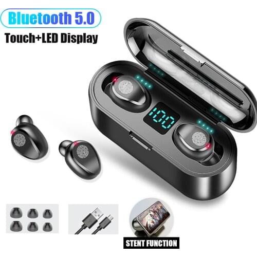 F9 TWS Wireless Headphones Bluetooth Earphone Sports Headsets Noise Cancelling Touch Control Support IOS Android Phone HD Call