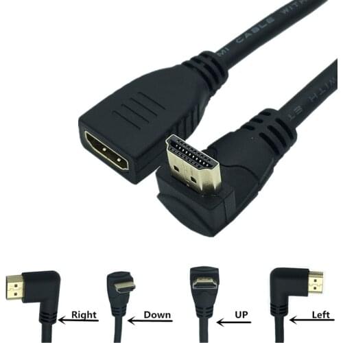 HDMI 2.0 Extension Cable 90 Degree Right Angled Elbow HDMI Cord Male to Female Extender 2K*4K@60HZ Ultra HD 3D 1080P Ethernet