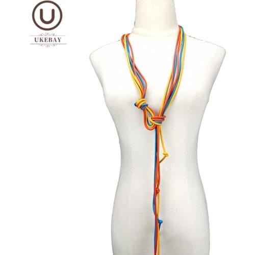 UKEBAY New Multicolor Long Necklaces Women Pendant Necklace Handmade Luxury Rubber Jewelry Fashion Clothes Accessories Necklaces