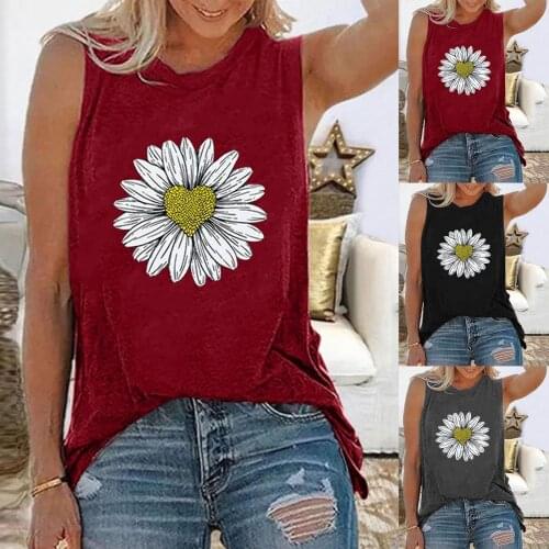 Sleeveless Womens Fashion Tank Tops O-Neck Sun Printing Sleeveless Casual Loose Vest Tops For A Variety Of Occasions 2021