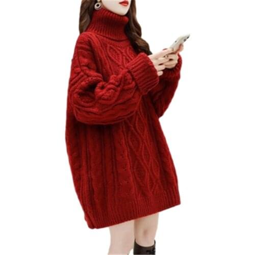 2021 Spring Autumn New Arrivals Womens Sweaters Loose Plus Size Female Knitted Pullover Turtleneck Long Sleeve Lady Clothes M66