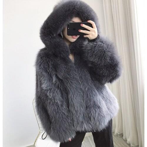 Real Fox Coat Women Clothes Double-sided Wear Hooded Coats Korean Vintage Fur Jacket Manteau Femme Hiver ZL523