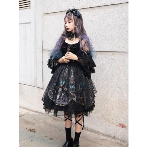 Lolita Dress Women Cosplay Sweet Fly Sleeve High Waist Gothic Square Collar Costume Hot Sell