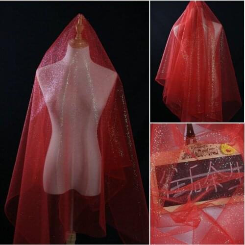 1Y/Lot rose red bronzed mesh fabric women dress wedding decoration DIY material