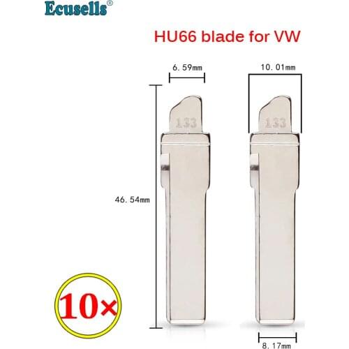 10pcs/lot #133 HU66 HAA Key Blank Flip Folding Remote Key Blade Uncut for VW Volkswagen Golf 7 MK7 For Skoda Octavia A7