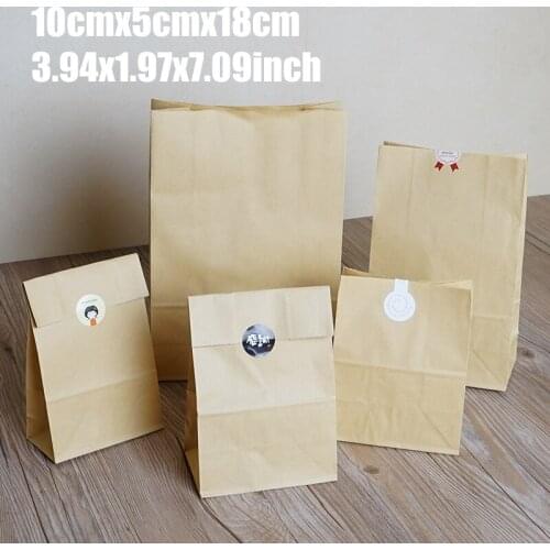 10cm*5cm*18cm 50Pcs Cake Bread Kraft Paper Bag Packaging For Cookies Jute Bolsas De Papel Shopping Verpakking Zakjes Decoration