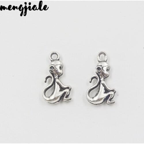16pcs/lot Pendant Monkey Animal Monkey Charm Pendants For Jewelry Making Antique Silver Monkey Pendants 20x11mm